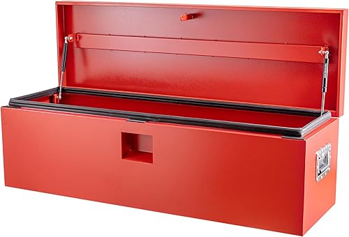 Caja de herramientas de acero industrial para camión con tapa de choque de gas, caja de herramientas resistente a las palancas y a la intemperie,