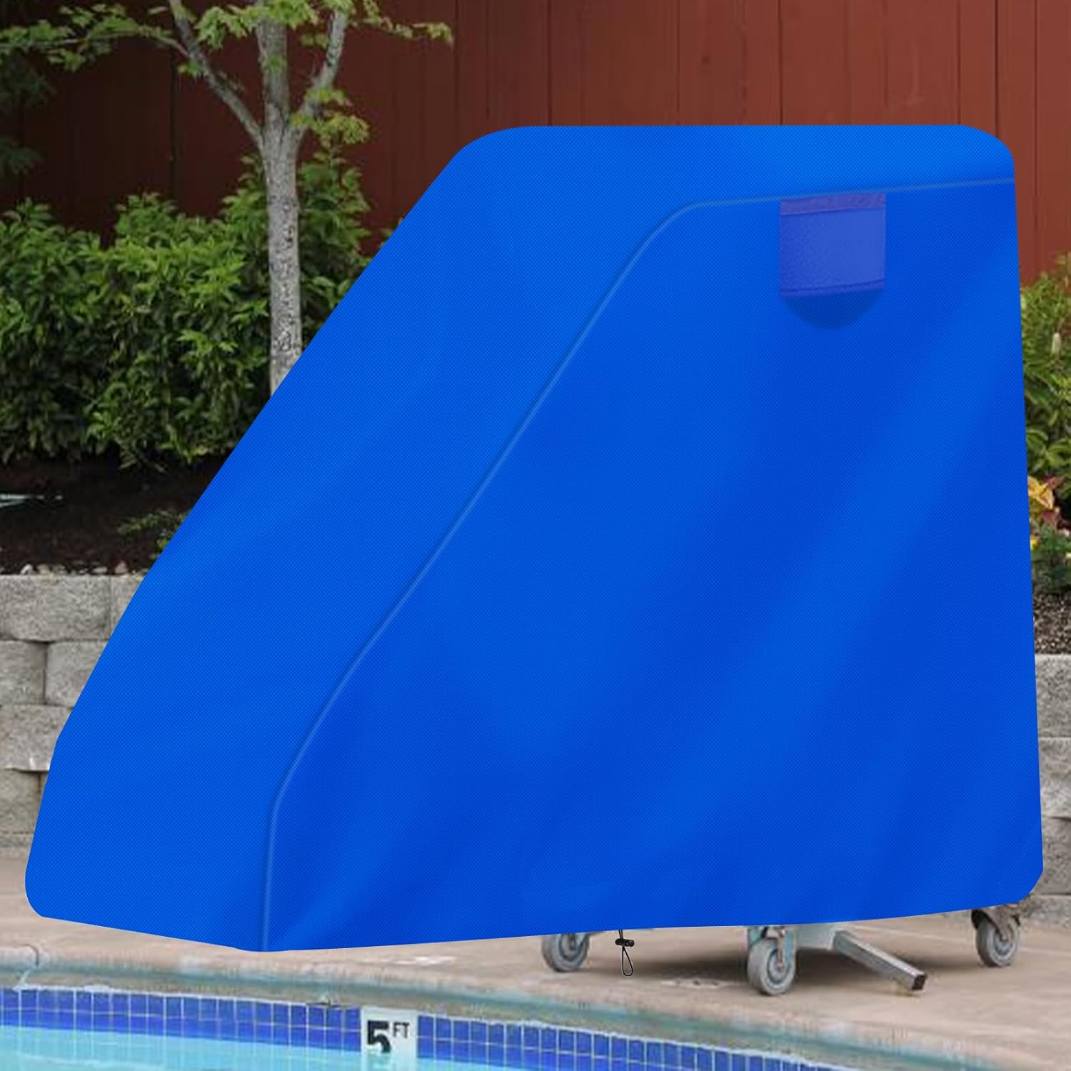 Lift Pool Chair Protective Cover, 600D Heavy Duty Swimming Pool Lift Chair Protective Covers for SR Smith ML300, Black (Blue)