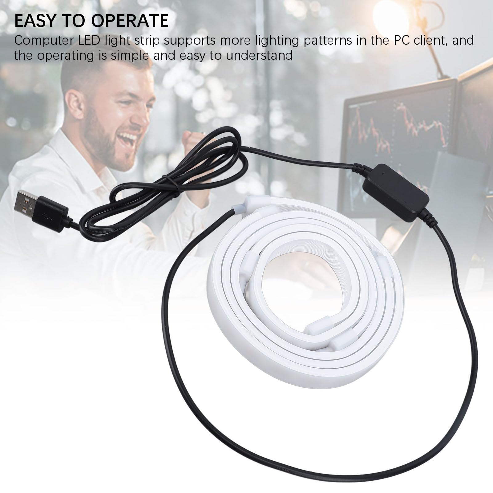 Fockety Retroiluminación LED para TV, Tira de Luces LED que Cambian de Color con Sincronización de Música RGB con 71 Cuentas de Lámpara, Luces LED para TV para Pantallas de 34 Pulgadas