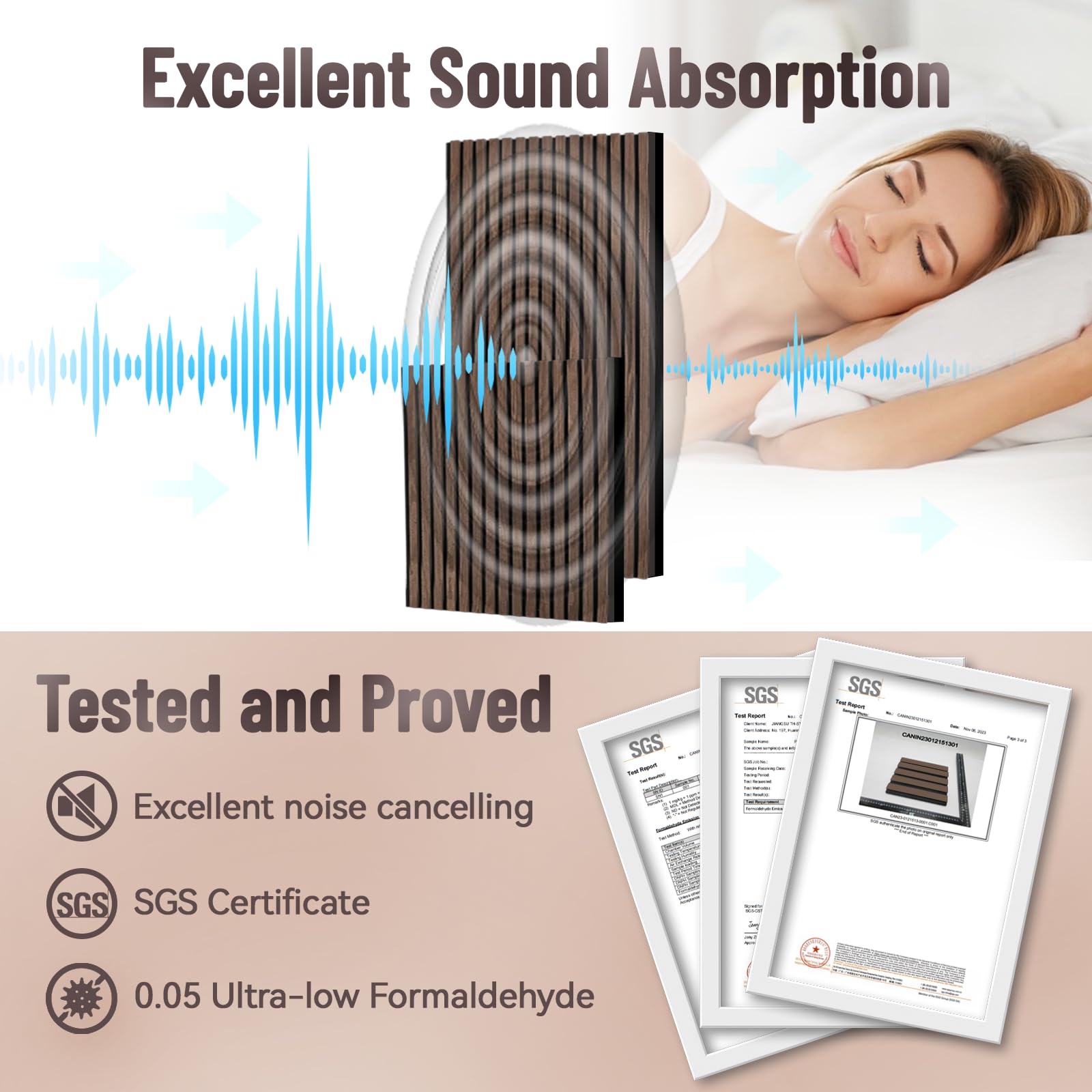 Acoustic Wood Slat Wall Panels, Sound Absorbing Acoustic Panels for Walls –Wall Panels for Stylish Interiors (13# Classic oak 60cm, 4pack - 23.6x23.6in)