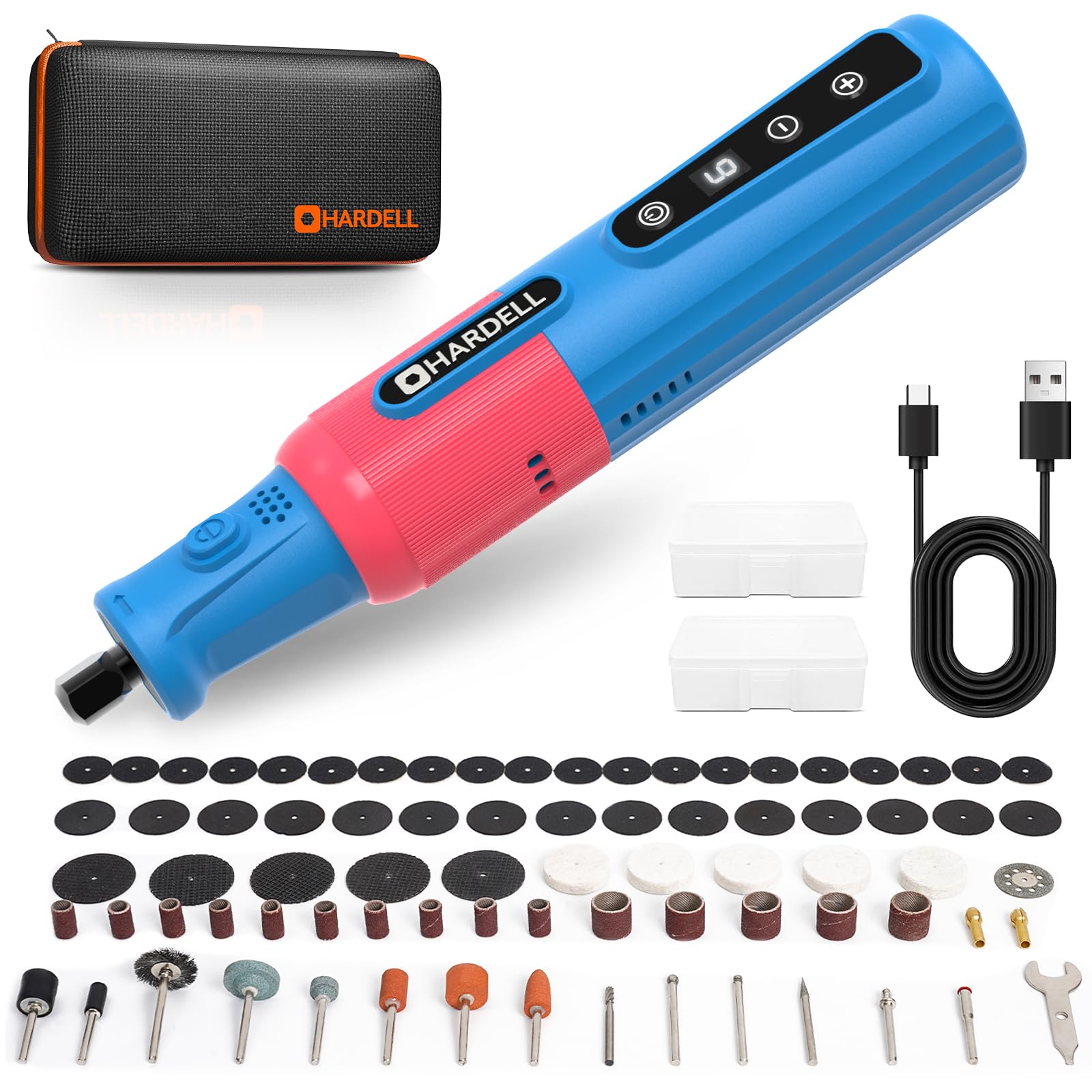 Cordless Rotary Tool Kit – 8V With 117 Accessories, 6 Variable Speeds, Type-C Charging, LED Light, For Sanding, Polishing, Engraving, Cutting (Pink Ribbon)