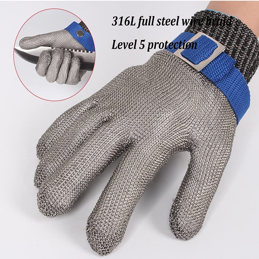 Guantes Anticortes, Guantes de Alambre de Acero 316, Guantes de Trabajo anticorte para jardinería, Guantes Resistentes a Cortes para mataderos.