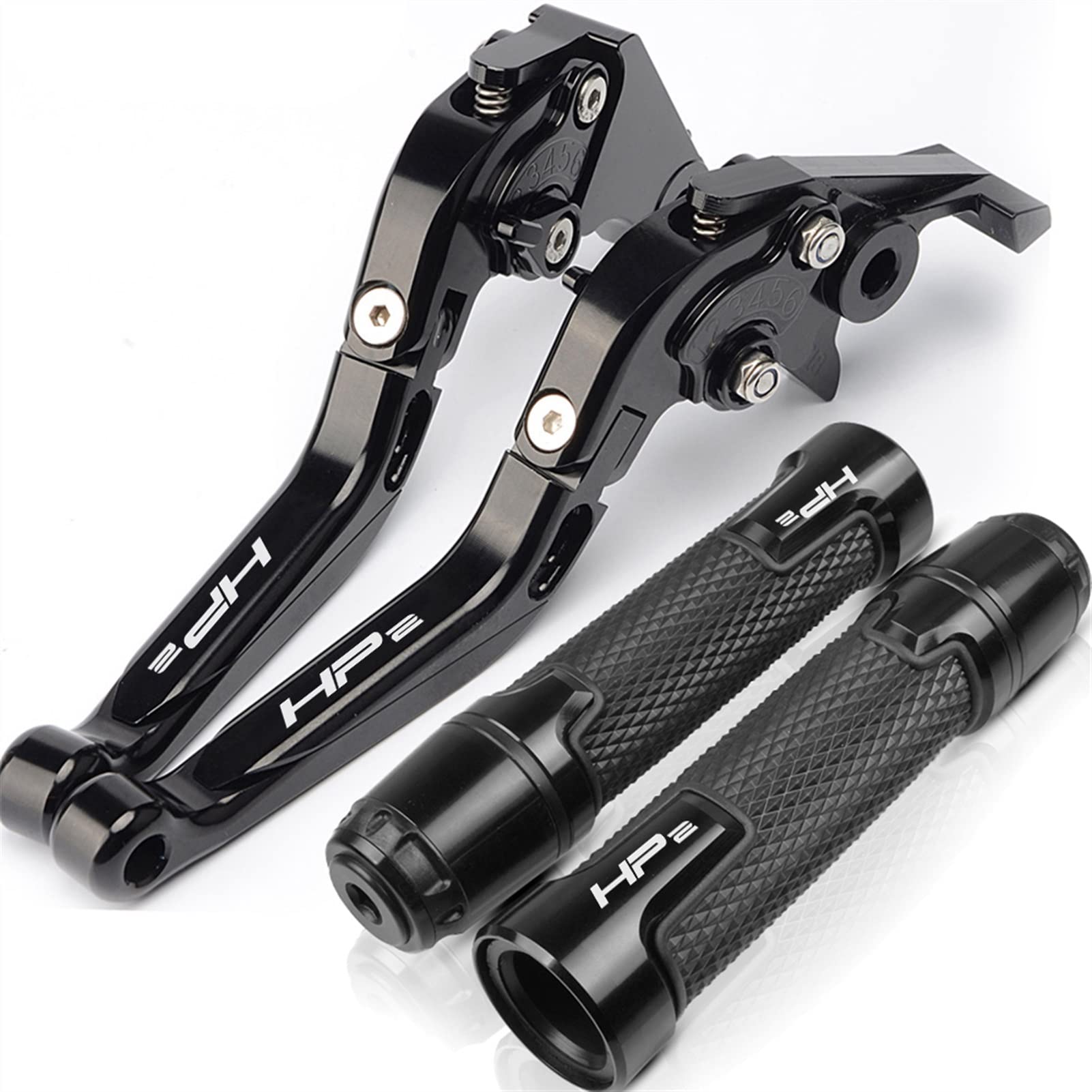 For BMW HP2 Megamoto 2006-2008 2009 Motorcycle Clutch Brake Lever Extendable Adjustable Foldable Levers Handlebar Hand Grips With Logo CNC Aluminum lever (Color : 1)