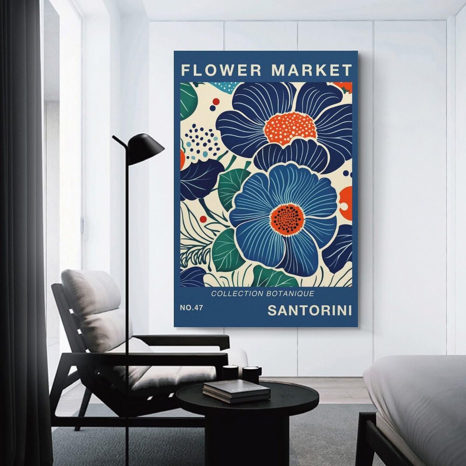 Junmoney Unframe-Style-14 Flower Market Santorini Botanical Art Print Canvas Art Print 24X36inch(60X90cm), For Apartment Walls, Studios Or Work Areas, An Easy Choice For New Home Styling