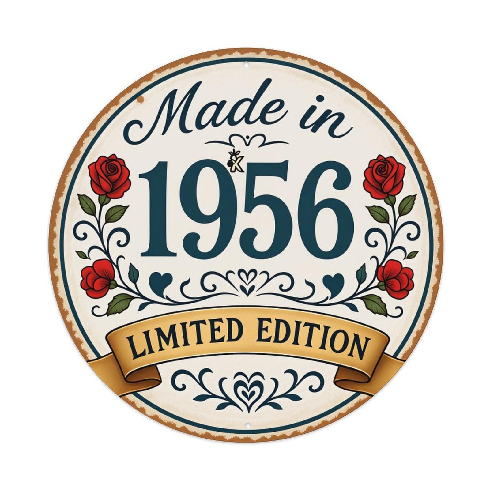 Made In 1956 Limited Edition Round Tin Sign Vintage Metal Poster, Home Bar Garage Man Cave Cafe Indoor & Outdoor Wall Decoration 8x8Inches