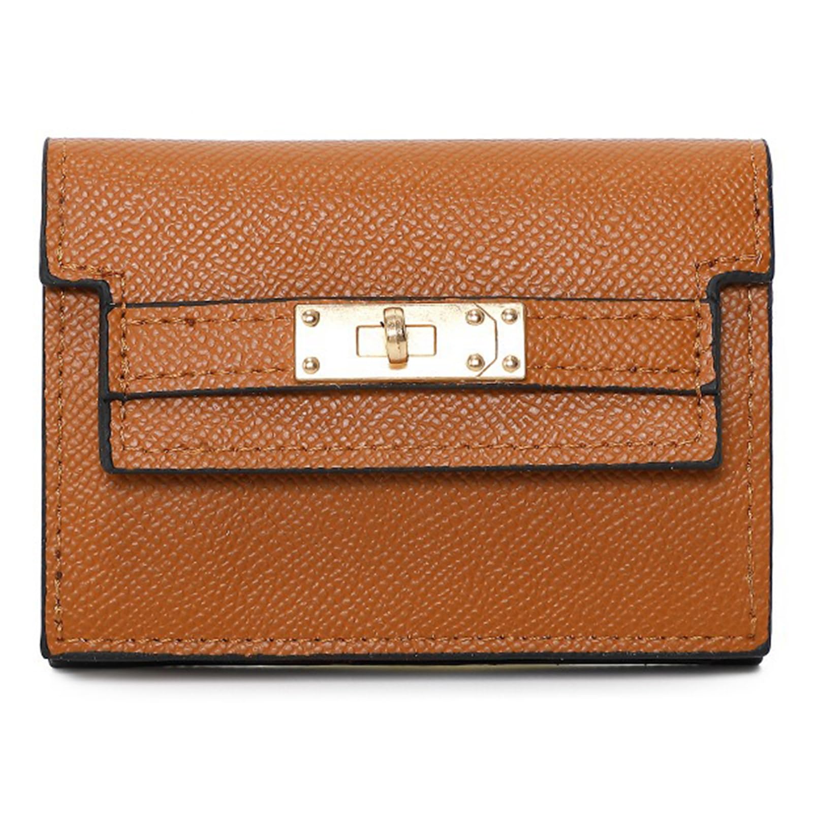 QeenRTUU Pu Leather Small Credit Card Holder for Women Wallet Accordion Style Compact Womens Card Holder Wallet for Women Card Case Organizer (Brown)