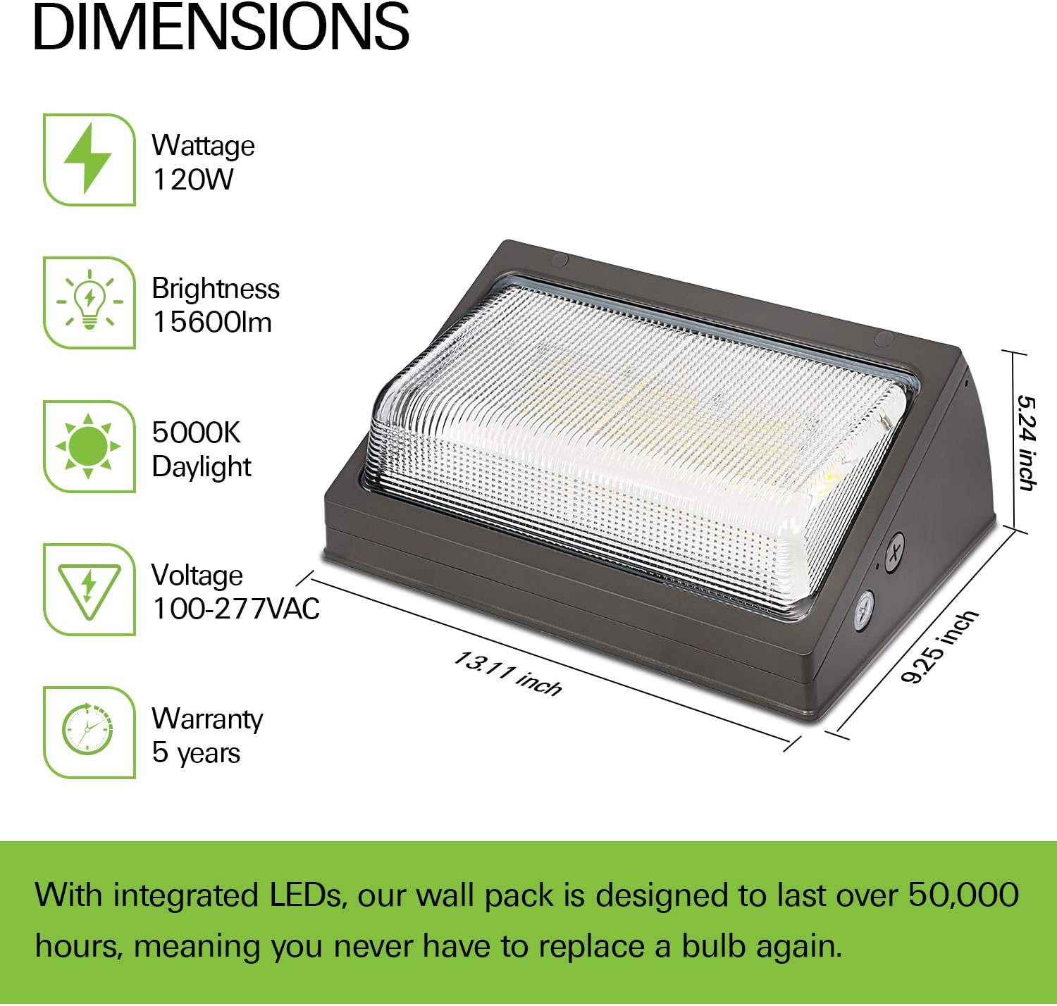 Big Sale Hykolity 120W LED Wall Pack Light with Dusk-to-Dawn Sensor,15600lm 5000K Daylight Commercial Security Lighting,750W MH Equivalent, 100-277V, Waterproof LED Outdoor Wall Mount Light for Warehouses