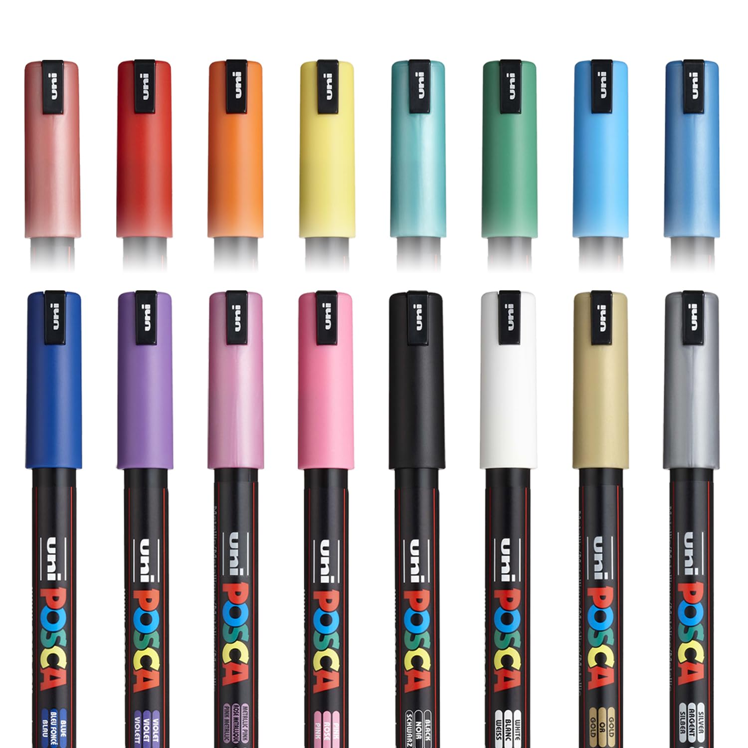 Posca PC-1MR Farbstifte, Farbmarker, 0,7 mm, 16 Stück in Leinwandfolie