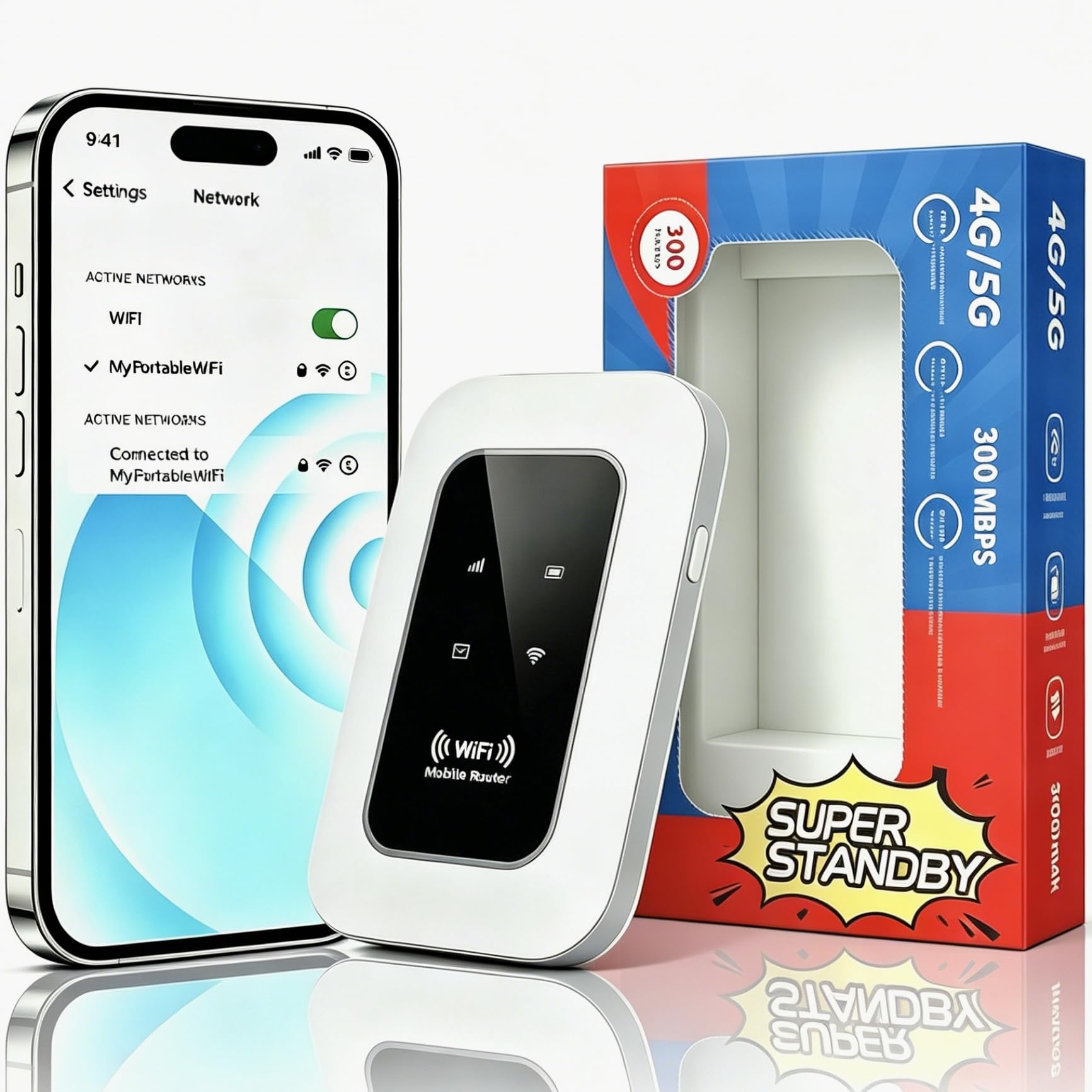 Routeur 5G Portable WiFi 6 avec Slot SIM Déverrouillé – Modem 5G Carte SIM, Internet Mobile Haut Débit 5G/4G+, Jusqu’à 28 Appareils,800