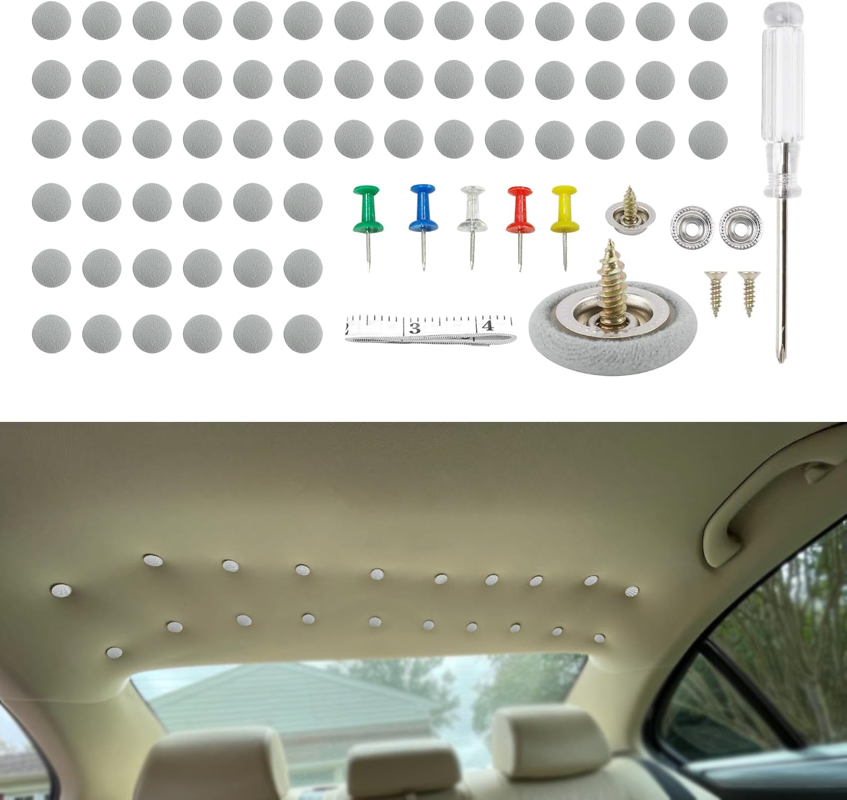 Dickno 60 PCS Car Roof Headliner Repair Kit, Auto Roof Snap