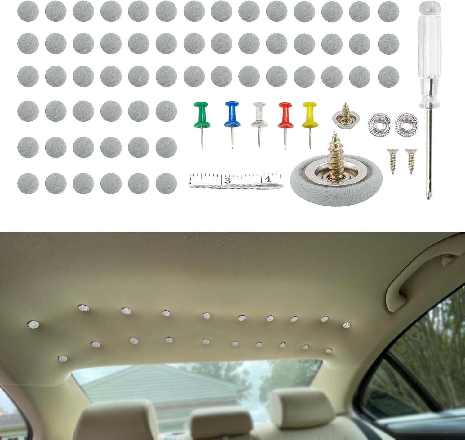 Lecctso 60PCS Headliner Repair Kit, Headliner Pins, Auto