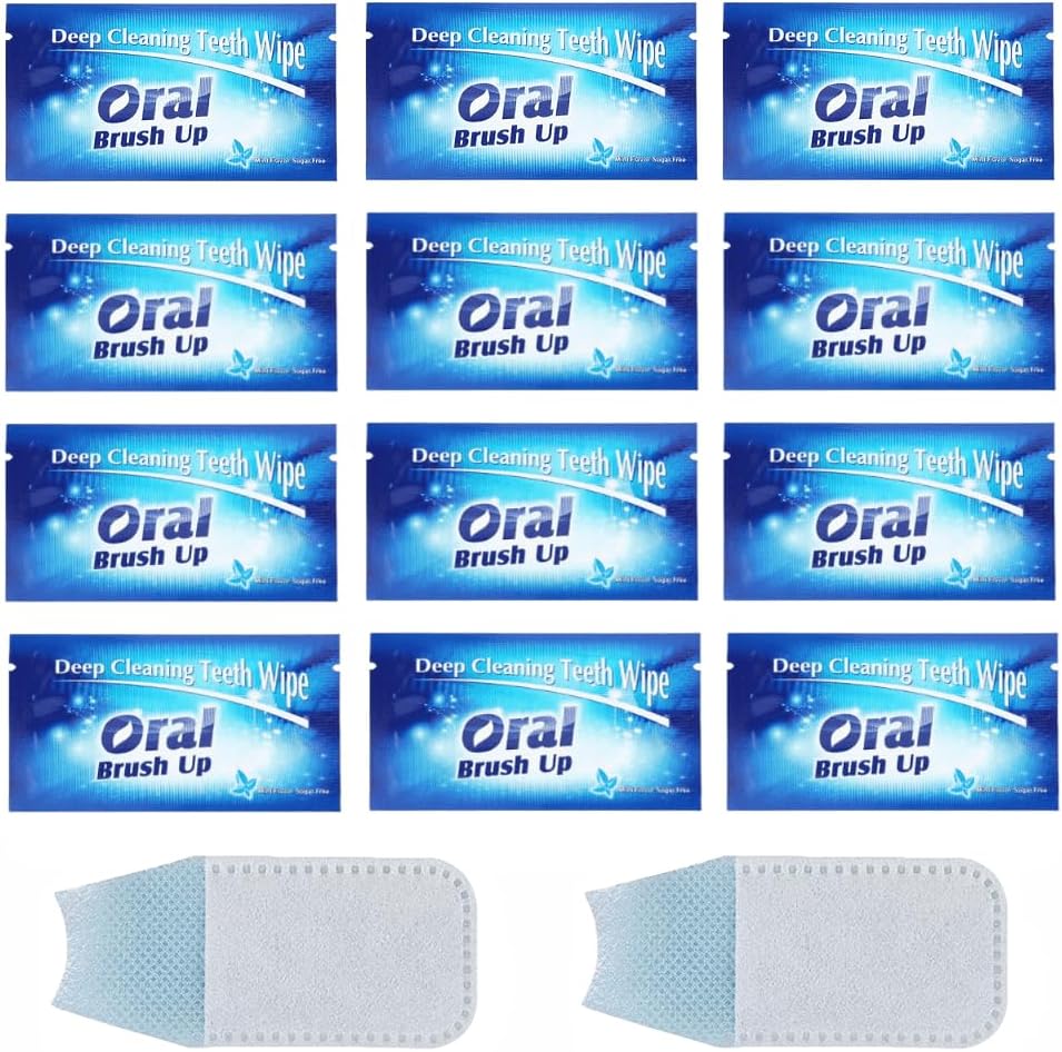 14 PCS Disposable Wipe Oral Finger Brush Up Teeth Cleaning Tools Teeth Whitening Strips for Oral Deep Cleaning Treatments (14)