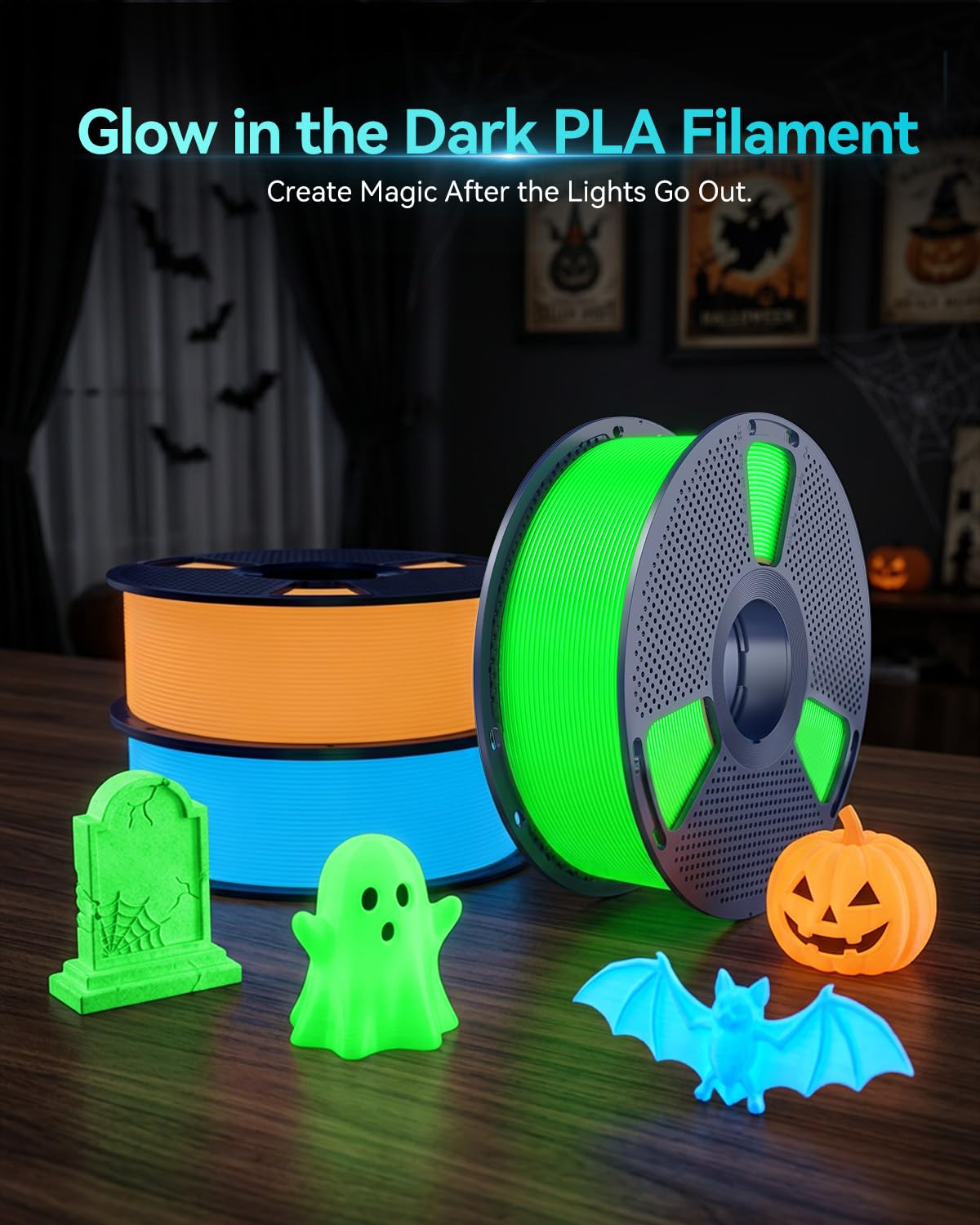 Glow in the Dark 3D Printing Filament - Green PLA -5
