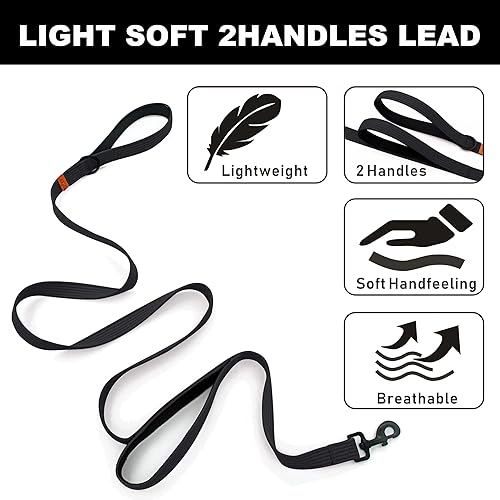 Miniatura 6 de lynxking Correa de entrenamiento para perros, correa de doble asa para perro, resistente de 6 pies, 2 asas acolchadas, correa larga reflectante de