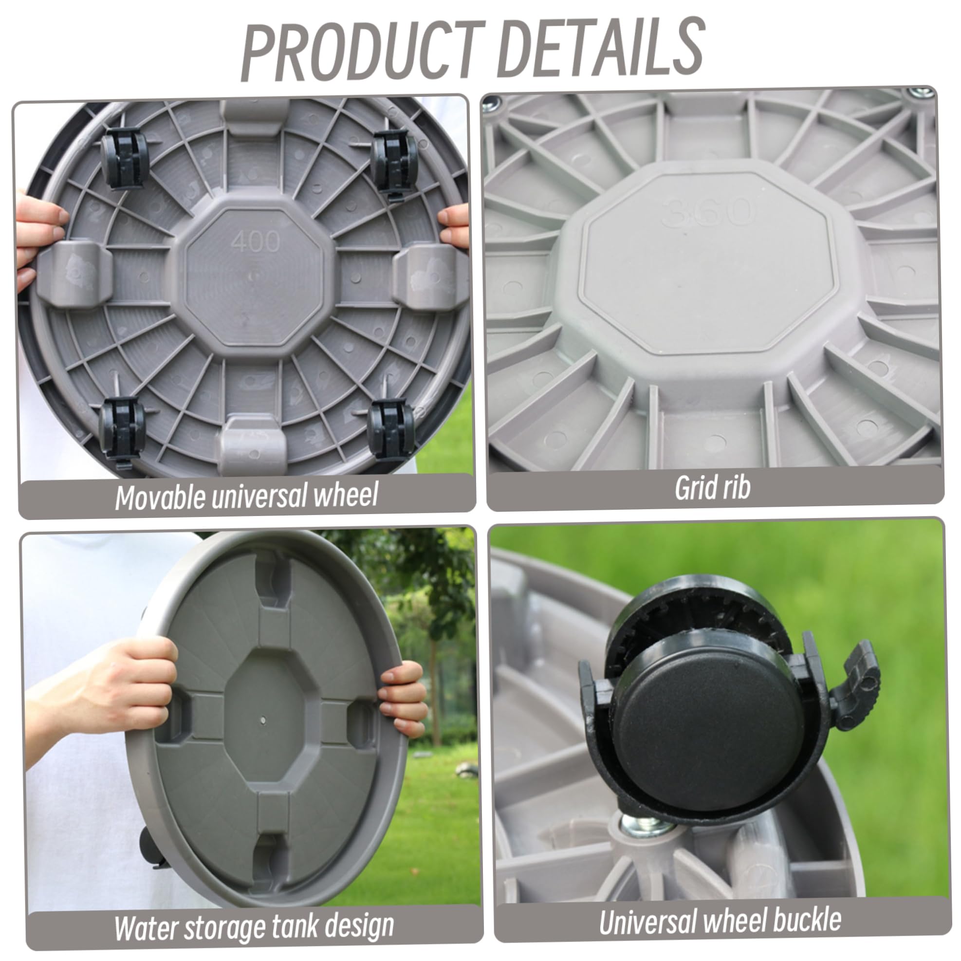 Nirelief Plant Caddy with Wheels, 12 Inch Round Heavy Duty Plant Rollers with Wheels, Plastic Rolling Stand with Catching Water Groove, Stand on for Indoor Outdoor with