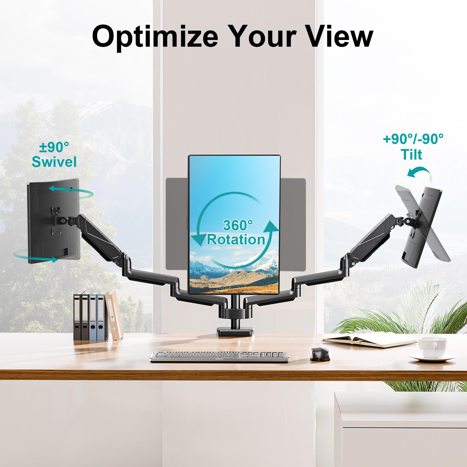 MOUNT PRO Triple Monitor Mount, 3 Monitor Desk Arm fits Three Max 27" LCD Computer Screens, up to 17.6lbs Each, Premium Gas Spring Display Stand with Tilt Swivel Rotation, Vesa Mount 75x75,100x100 Product Image 5