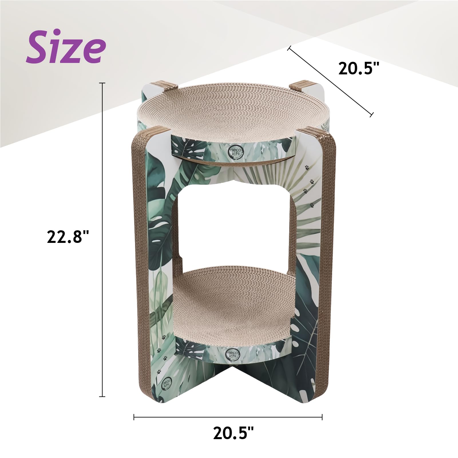 Necoichi Torre rascadora para Gatos de Interior – Tumbona rascadora para Gatos con Uso Reversible y Comodidad Adicional para salón, Cama de cartón / (Regular, Roble)