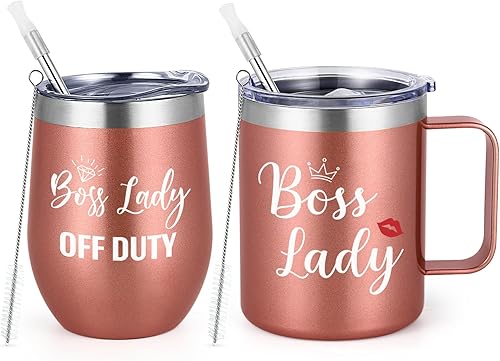 Miniatura 1 de Juego de vasos de acero inoxidable para mujer, regalos de vino para mujeres compañeras de trabajo, regalos de jefa para el día de la jefa,