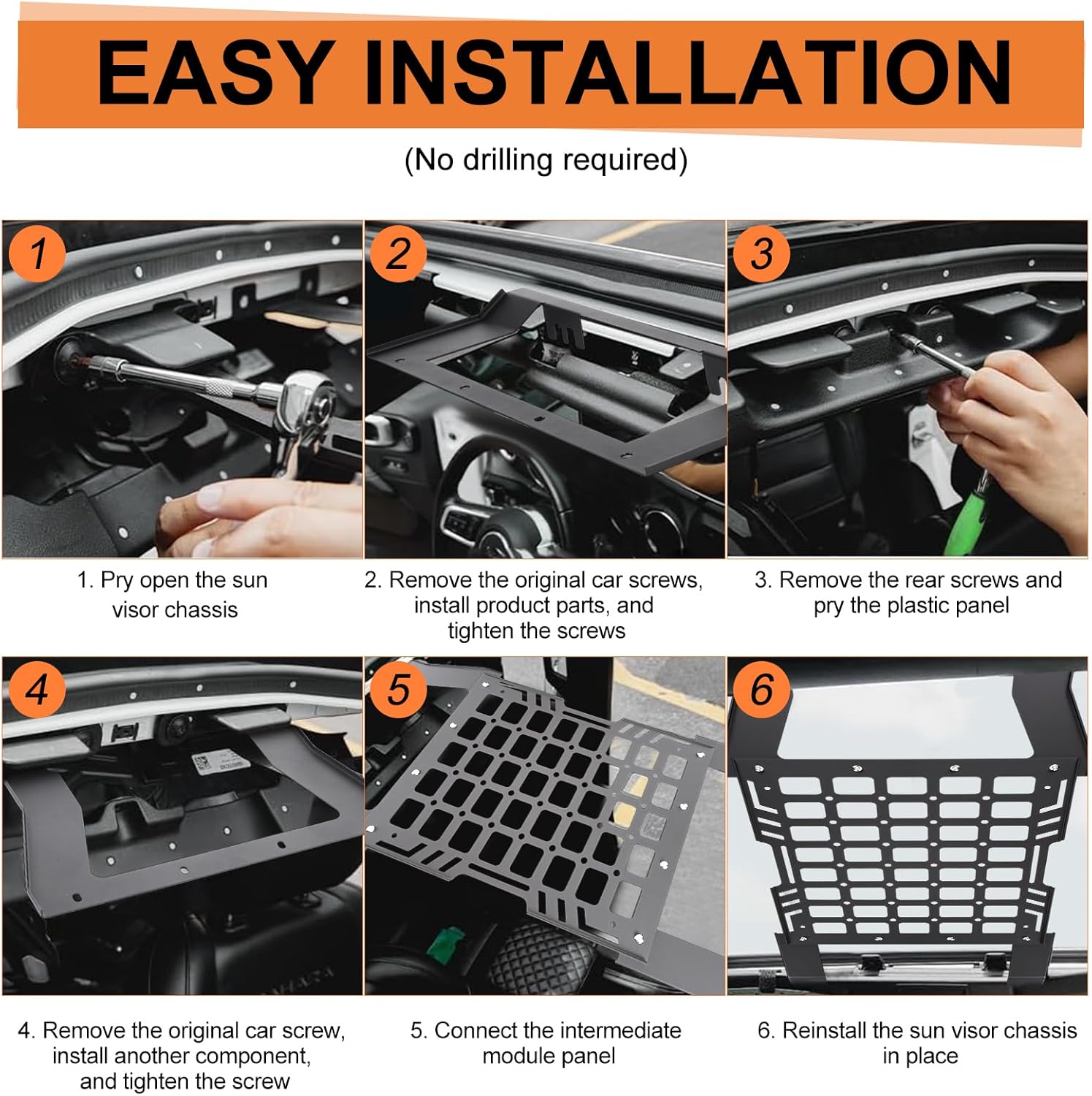 BBTO Hard Roof Rack Molle Panel Compatible with Wrangler Jl Jlu/Gladiator Jt 2018-2026, Overhead Molle Panel Storage Cargo Carrier Rack Without Drilling
