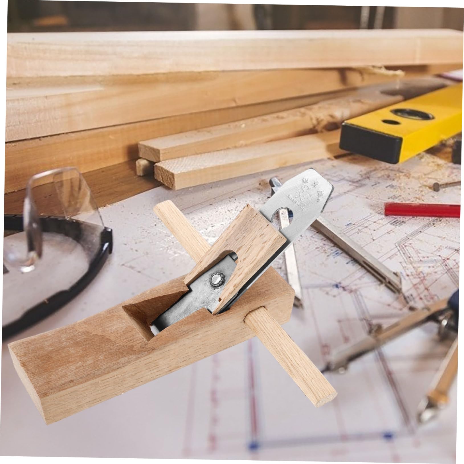 OSALADI Pialla Manuale per Legno 250mm Rifinitura Liscia e Lama in Metallo per Progetti di Falegnameria Fai da Te