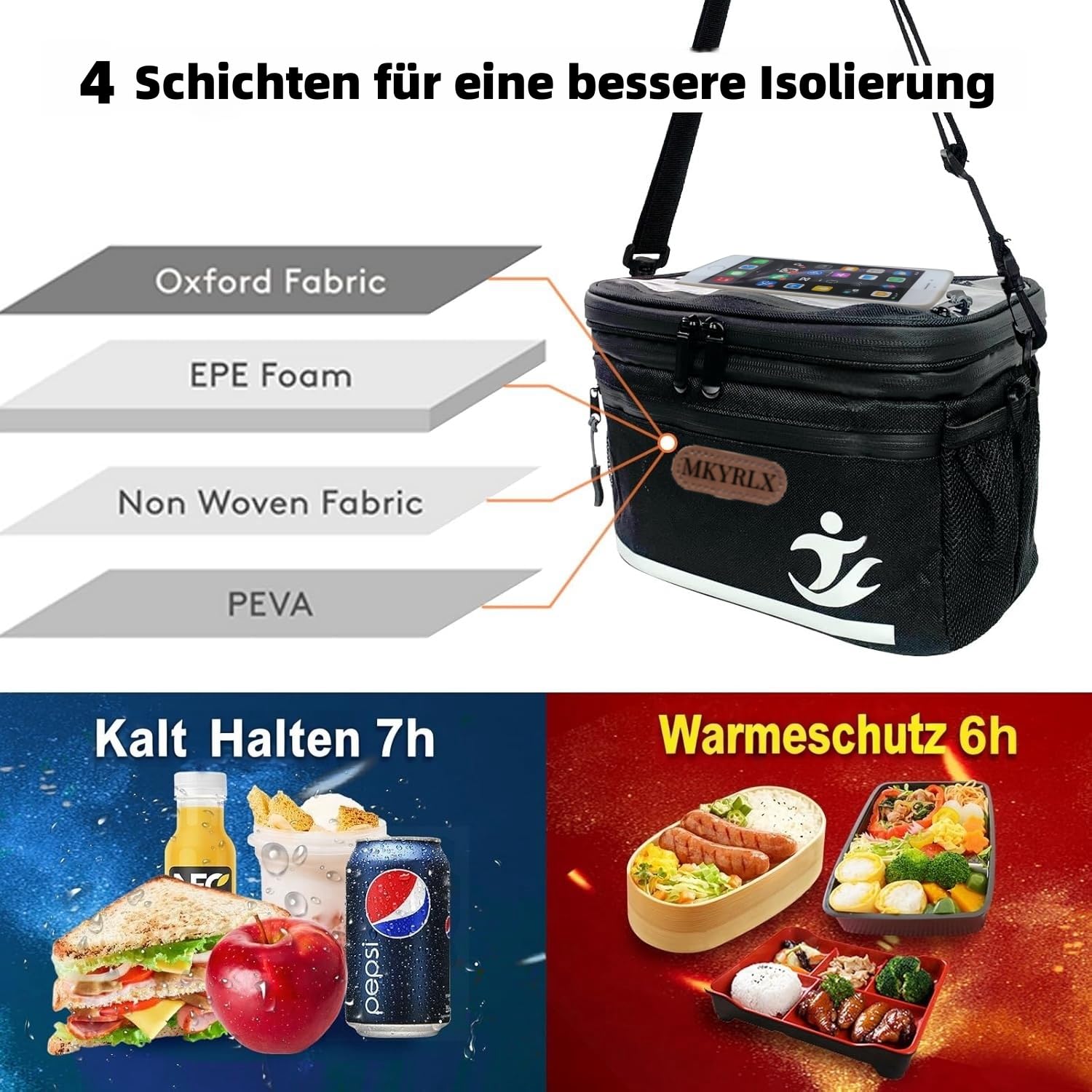 Bolsa Manillar Bicicleta, Bolsa Bicicleta Manillar Impermeable Para Ciclismo Con Pantalla Táctil, Bolsa Bicicleta para Manillar de Gran Capacidad con Correa para el Hombro, para MTB