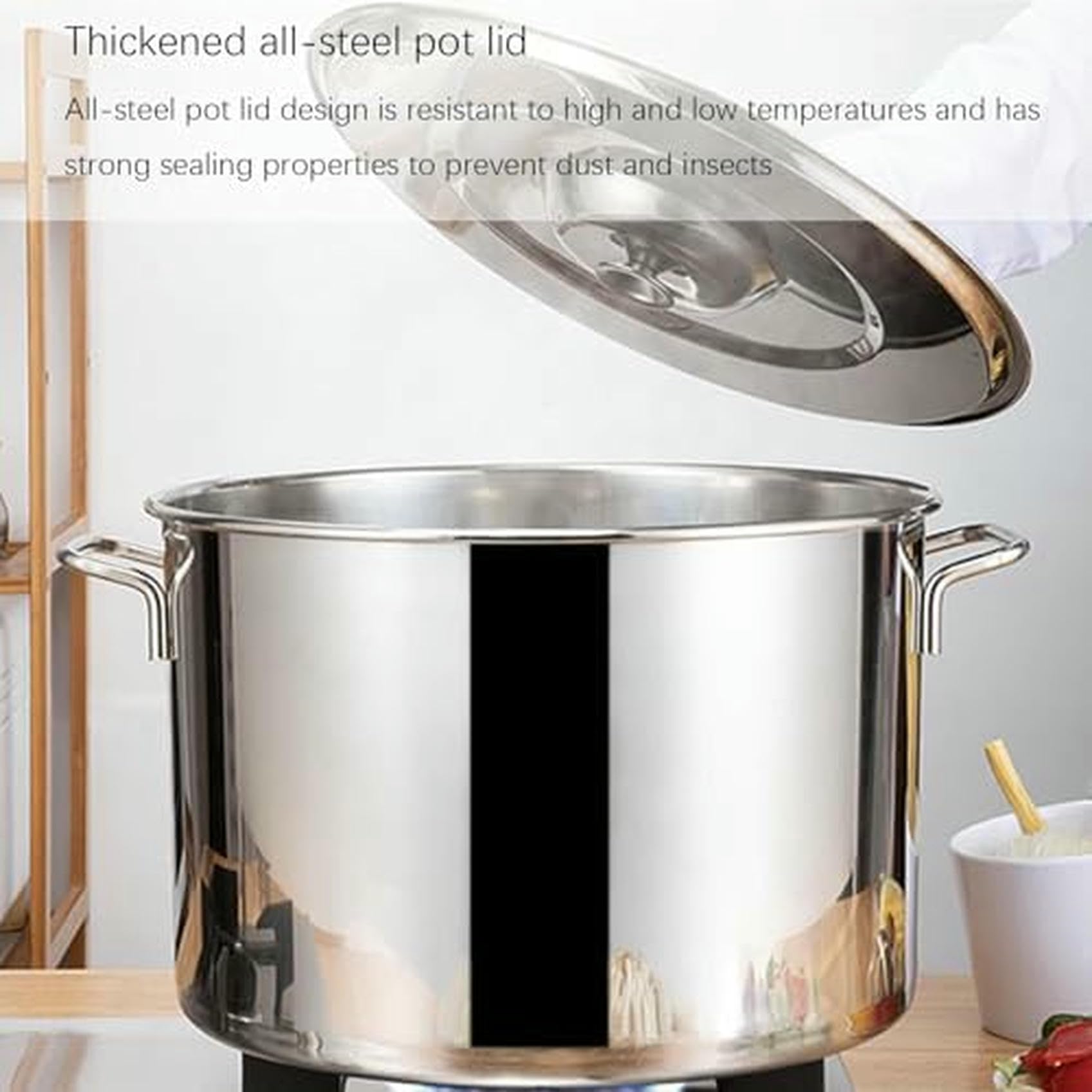 Pentola per zuppa Multifunzionale con colino, utensile per Cucinare la Pasta con cestelli per colino, cuocipasta in Acciaio Inox con 3 Fori per colino, pentola per brodo per Pasta, Gnocchi~/