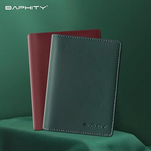 Miniatura 5 de Cartera de cuero genuino para pasaporte Pine green-with zipper Vintage