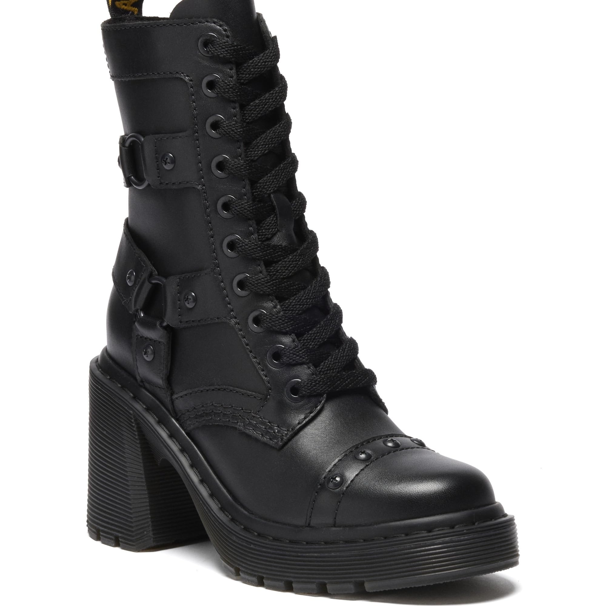 dr. martens Women's Chesney Harness Flare Heel Leather Boots-picture-24