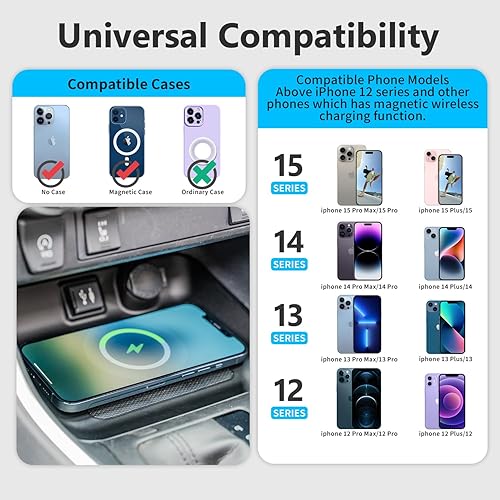 Miniatura 6 de Xipoo Bandeja de carga inalámbrica para Toyota Corolla 2019-2023, consola central, carga magnética, almohadilla de carga inalámbrica para teléfono