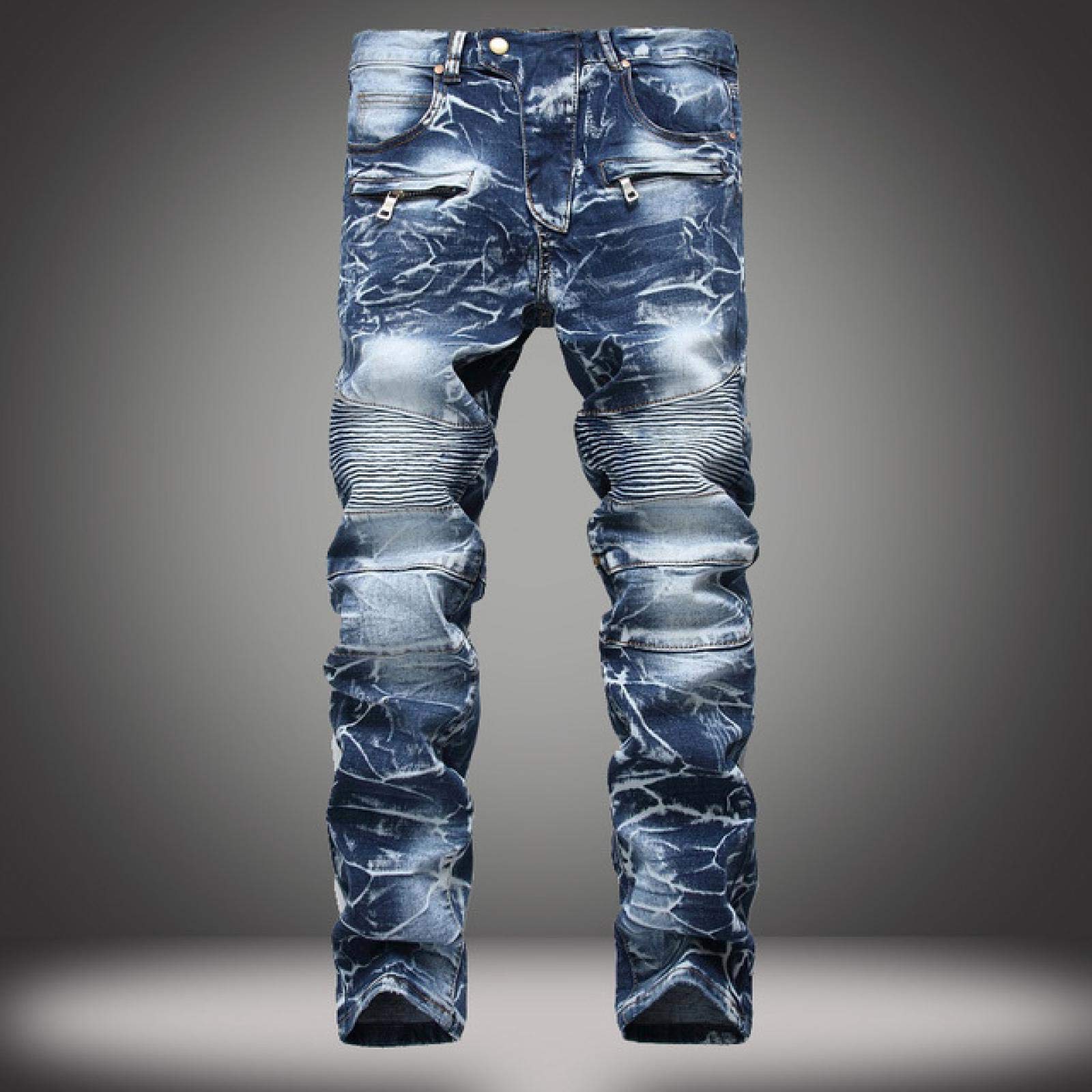 WQZYY&ASDCD Jeans Pantalon Denim Für Herren Bike Moto Jeans Stretch Straight Oversize Hip Hop Punk Streetwear