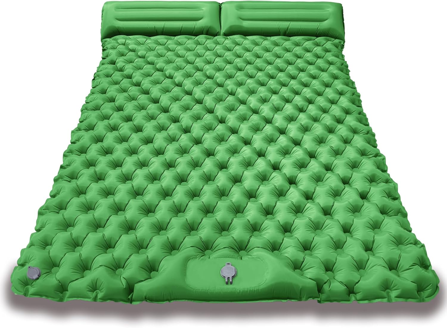 Double Sleeping Pad - Self Inflating Extra-Thick for 2 Person with Pillow Built-in Foot Pump Inflatable Sleeping Mat for Backpacking, Hiking, Traveling, Tent, Portable Camping Mat (Green)
