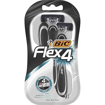 BIC Flex 4 Erkek Tıraş Bıçağı 3'lü Blister (4 Bıçak), Birbirinden Bağımsız Hareket Edebilen 4 Bıçak, Oynar Başlık, Aloe Vera ile Zenginleştirilmiş Kayganlaştırıcı Jel Şerit