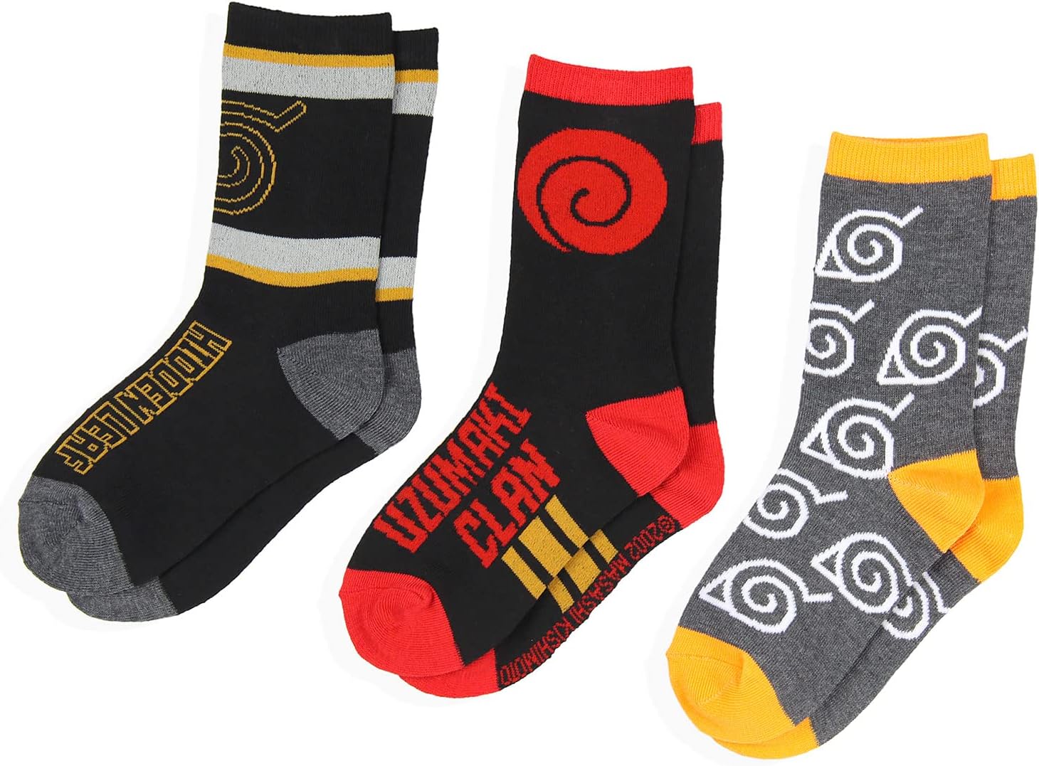 Bioworld Naruto Shippuden Kids Ramen Take Out Gift Box 3-Pair Youth Crew Socks Mix And Match Set - Image 2