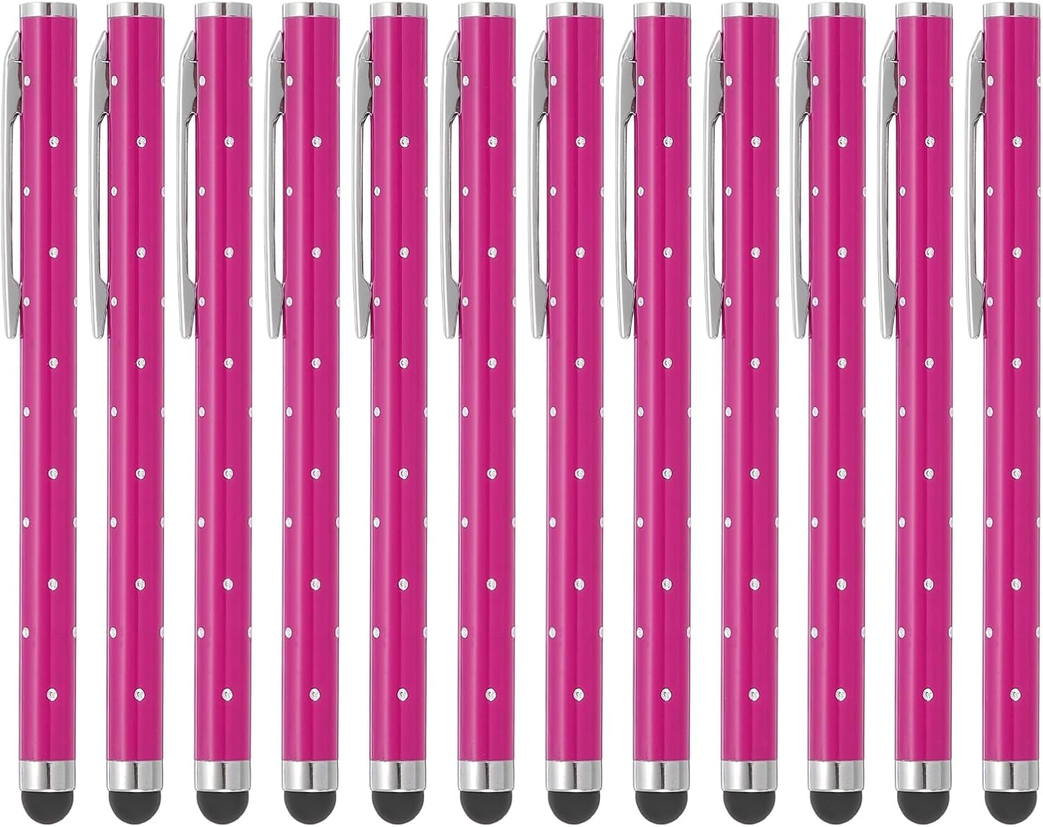 PATIKIL Stylus Pens for Touch Screens, 12 Pcs High Precision Universal Bling Stylus Crystal Metal Capacitive Pen for Touch Screen Devices Phone Tablets Laptop, Rose Red