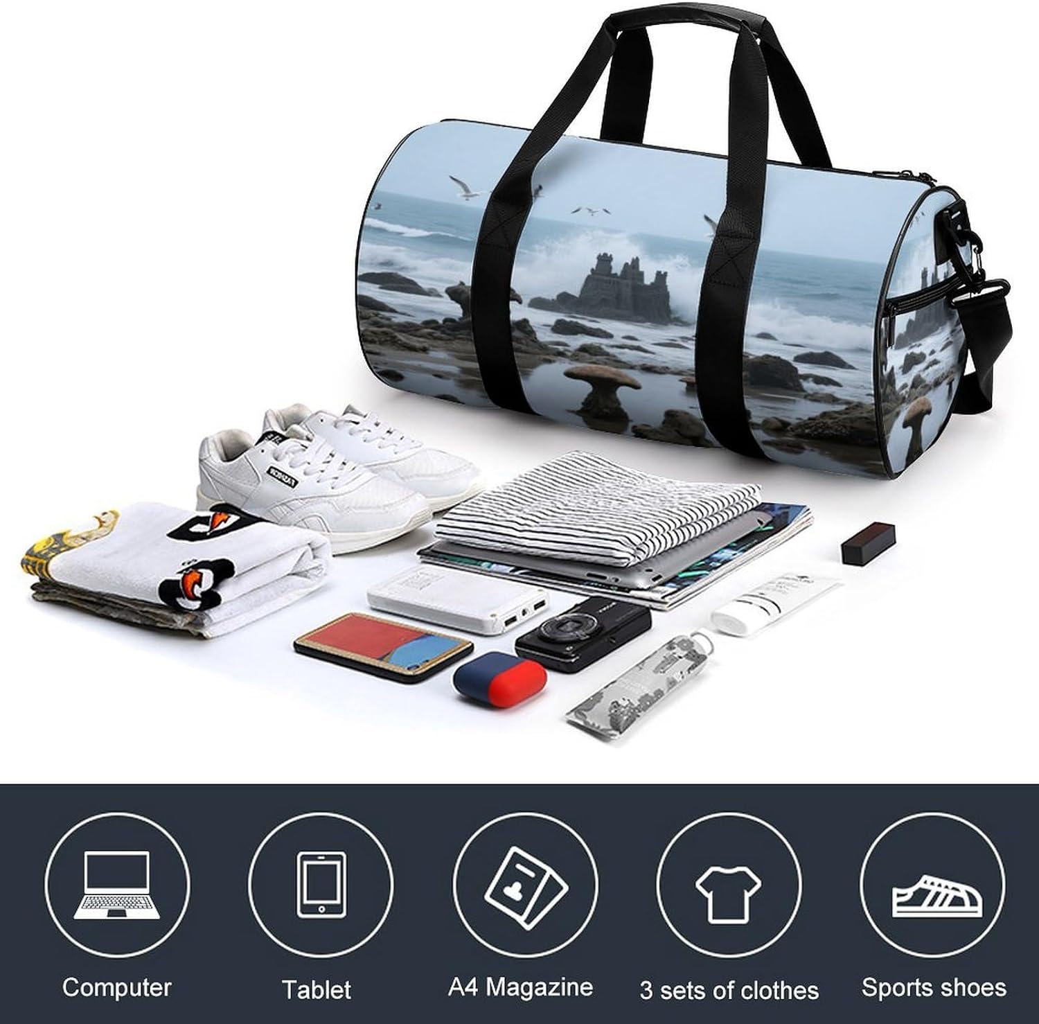 Seaside Strange Gym Bag Duffle Bags Weekender Overnight Bag image 4