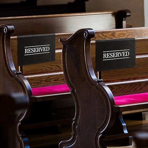 Vista 5 de Buryeah Letreros de Sillas Reservadas Letrero de Banco de Iglesia Reservado Marcador de Asientos con Palabras Impresas para Bodas Fiestas blanco