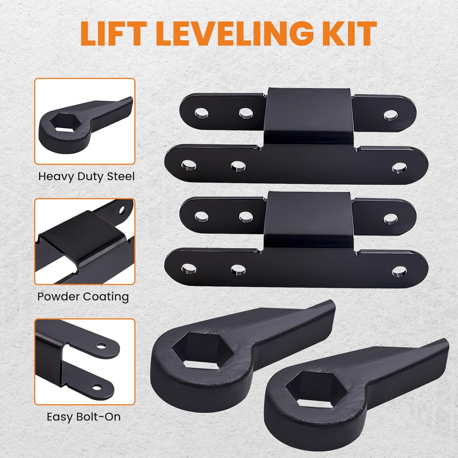maXpeedingrods Lift Leveling Kit 1"-3" Torsion Keys and Rear Shackles for Chevy S10 Blazer S15 Jimmy 1982-2004 4WD Pickup