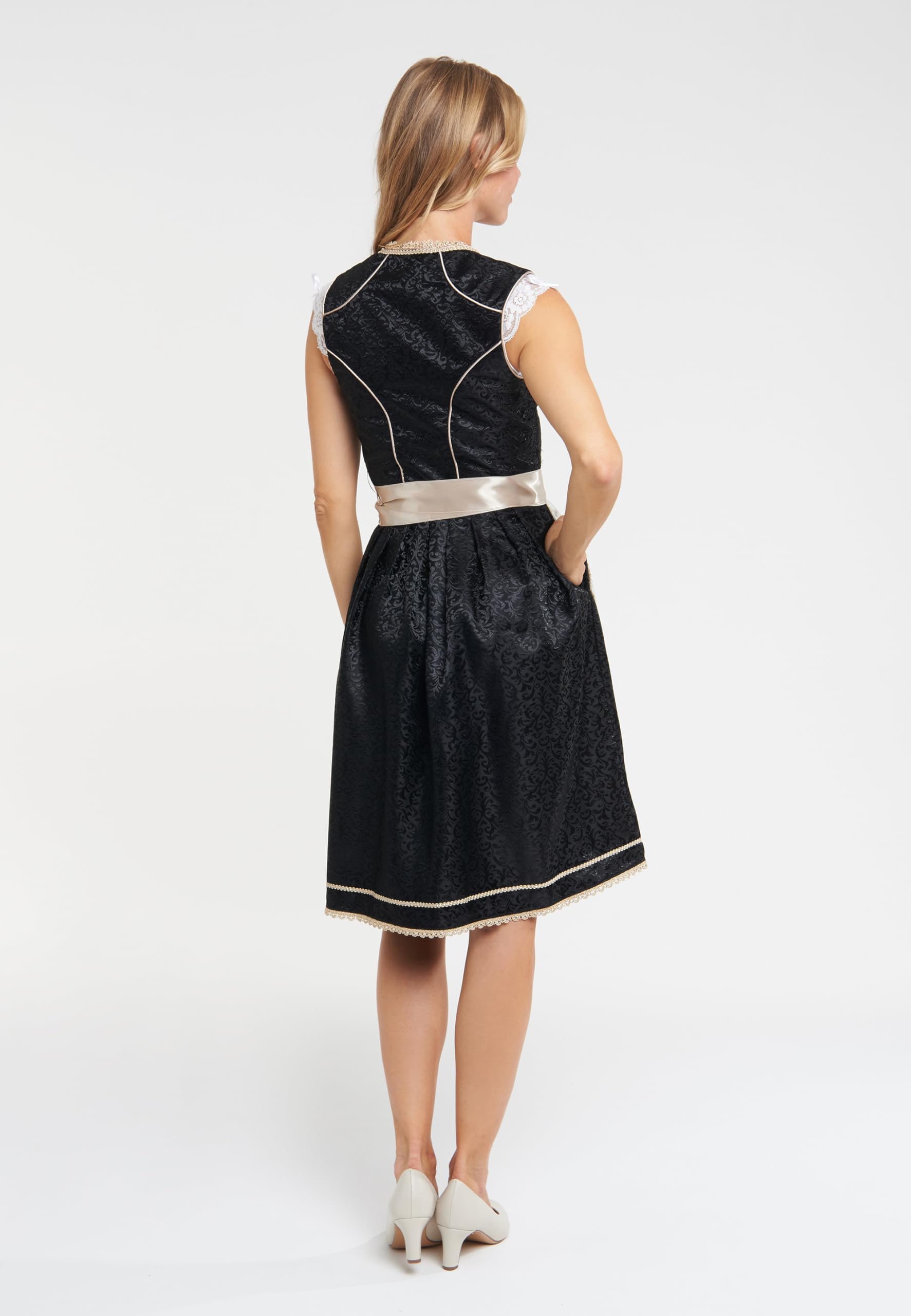 Alpenmärchen Midi Dirndl aus Exklusiver Kollektion inkl. Spitzenschürze Gr.32-56 - ALM664