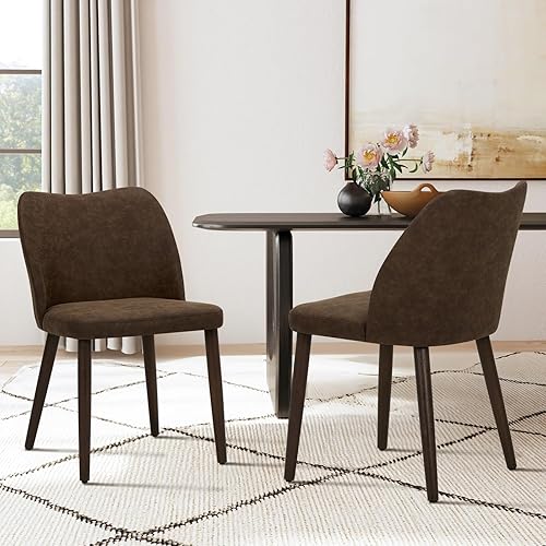 Miniatura 23 de COLAMY Juego de 2 sillas tapizadas para comedor, silla moderna de tela para comedor y cocina con asiento acolchado y patas de madera para