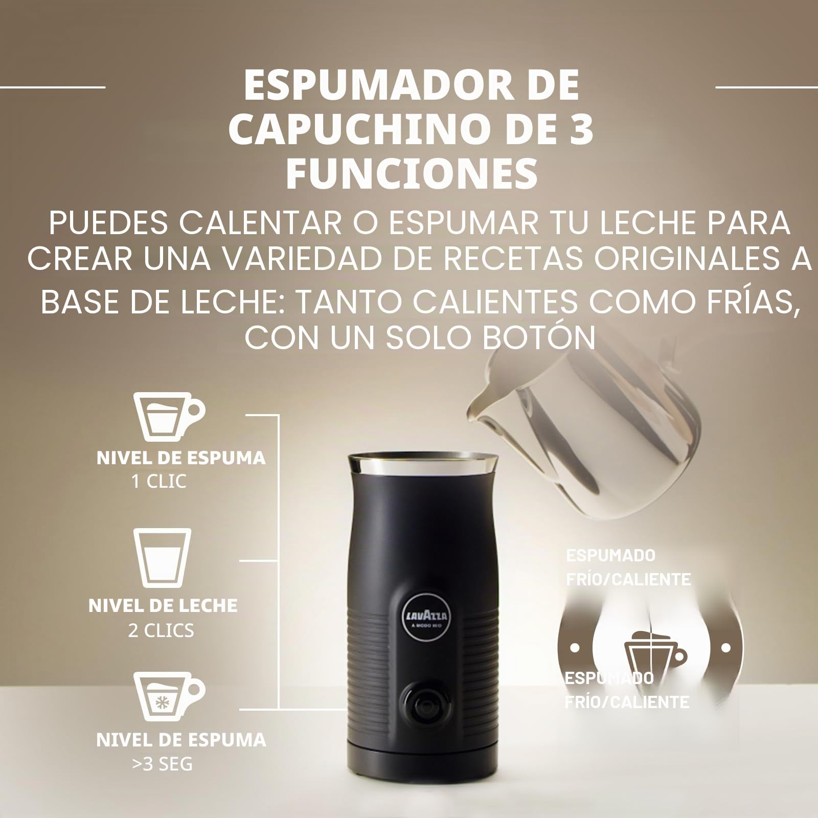 Lavazza A Modo Mio Milk Easy - Espumador de leche, para receta a base de leche, color negro