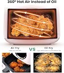 KOOC grand Air Fryer, 4.5 Four électrique à four chaud Quart, feuille de chaleur gratuite pour guide de référence rapide, LED Toucher l'écran numérique, 8 en 1, Temp/Time sur mesure, Panier antiadhésif, Rose
