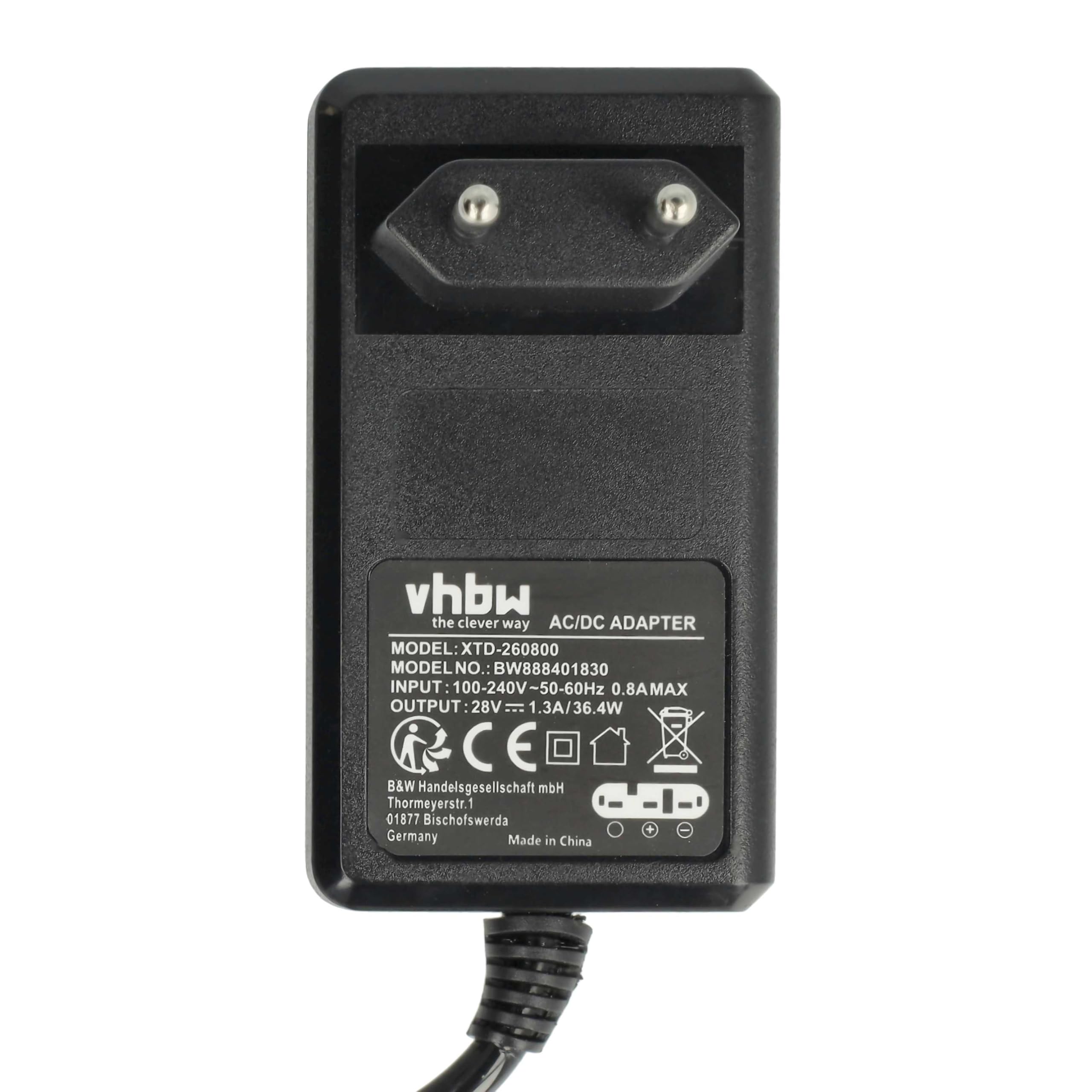 vhbw 1x alimentatore, 1x cavo a bassa tensione 3 m compatibile con McCulloch ROB S800 (2020), S600 (2016) tosaerba