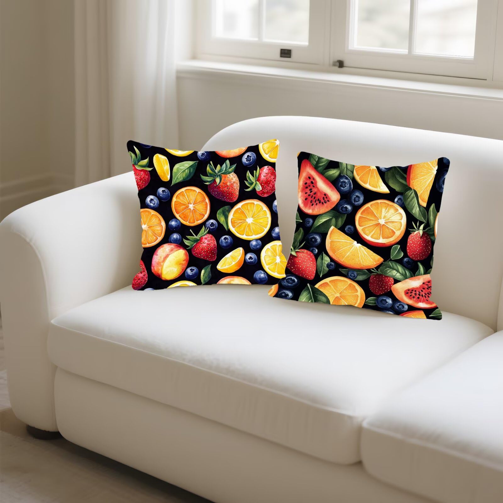 Cojines Sofa Fundas Cojines 50x50cm SúPer Suave Cojin Naranja quemado Fruta Juego de 4, Fundas Almohada Impermeable Exterior, Interior Y Exterior Cojin Decorativos, Para SalóN Regalos NavideñOs P-421