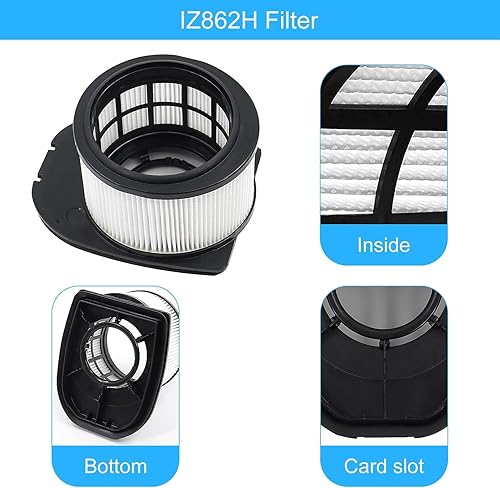Vista 13 de Paquete de 6 filtros de repuesto para aspiradora inalámbrica Shark IZ862H Stratos, compatible con aspiradora vertical Shark IZ862H, incluye 2