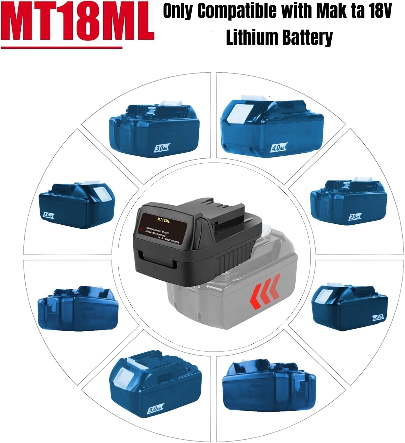 Adaptador de batería Milwaukee a Makita (para batería Makita de 18 V, funciona para herramienta M18)