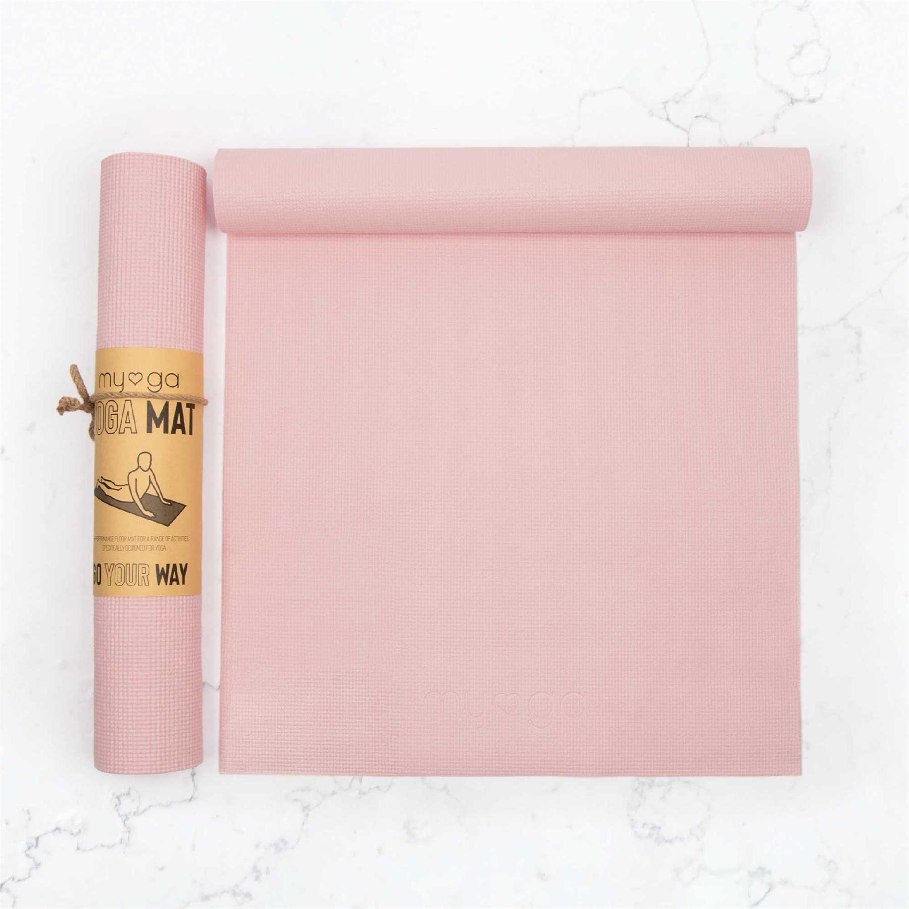 Myga Yoga-Starter-Set – Yogamatte, 2 Yoga-Blöcke und Yogagurt – Starter-Set mit Matte, 2 Steinen & Metall-D-Ring-Gürtel für Anfänger in Yoga, Pilates & Fitness