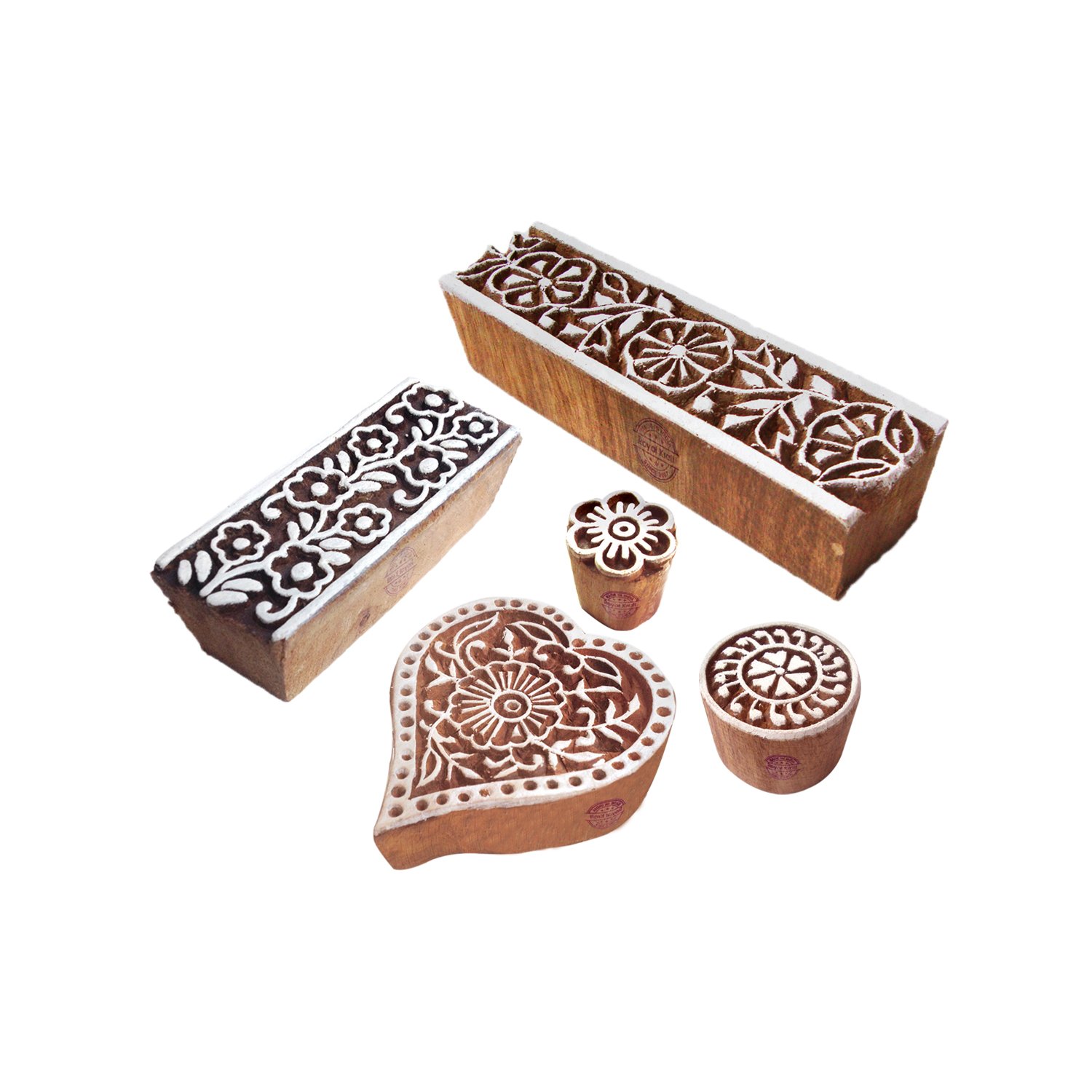 Royal Kraft Elegant Designs Heart and Border Wooden Printing Blocks (Set of 5)