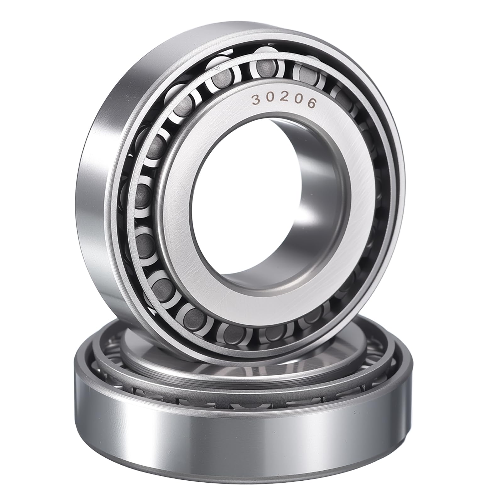 HIPicco Lot de 2 roulements à rouleaux coniques 30206 avec cône et coupelle, alésage de 30 mm, diamètre extérieur 62 mm, largeur de coupe de 17,5 mm, roulements de roue en acier chromé, ABEC-3
