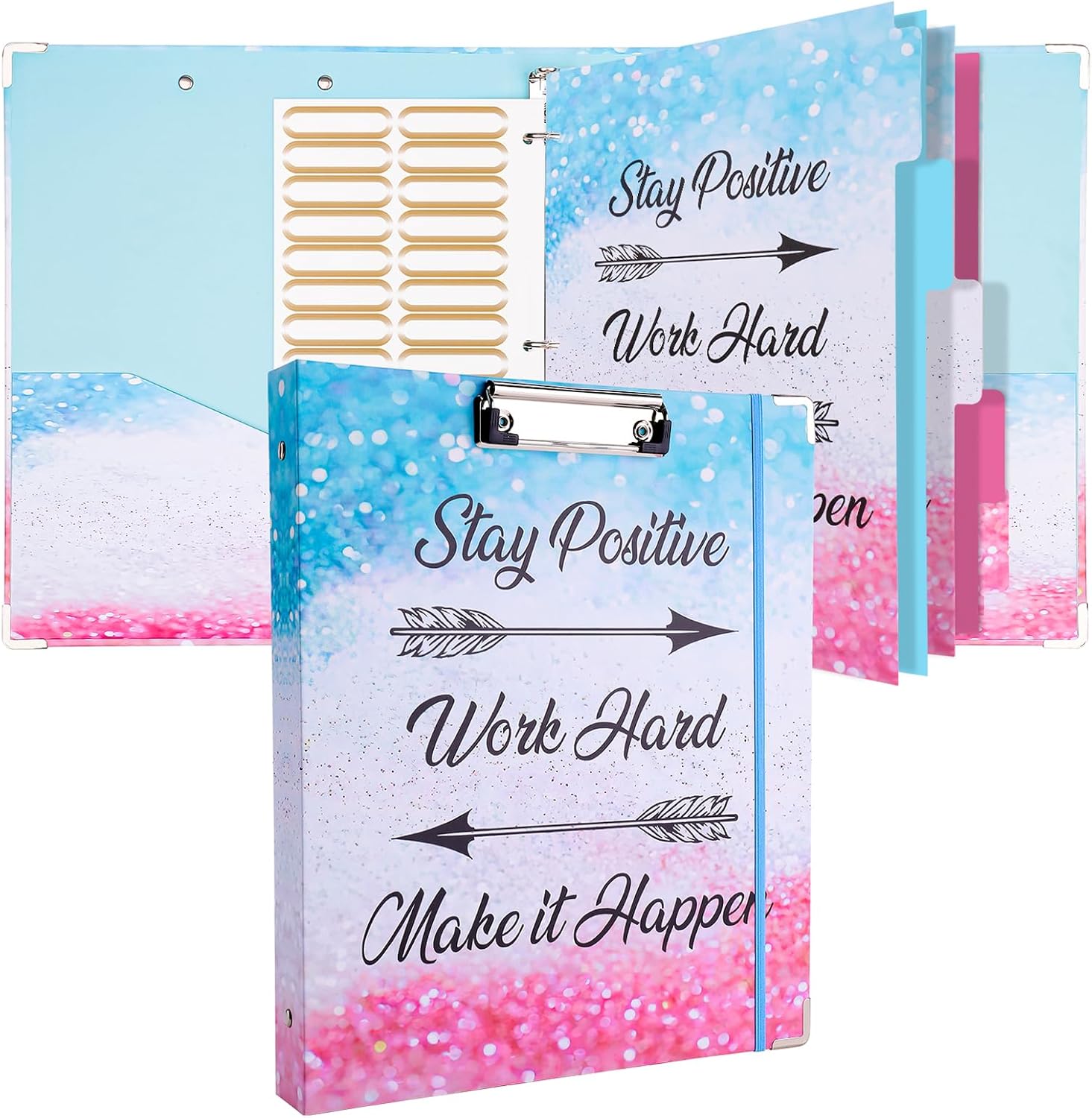 3 Ring Binder 1 Inches Ring,Cute Binder Clipboard with 5