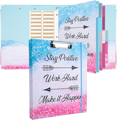 Carpeta de 3 anillos de 1 pulgada, bonito portapapeles con 5 separadores de pestañas para tamaño carta (11 x 8.5 pulgadas), etiquetas para carpetas